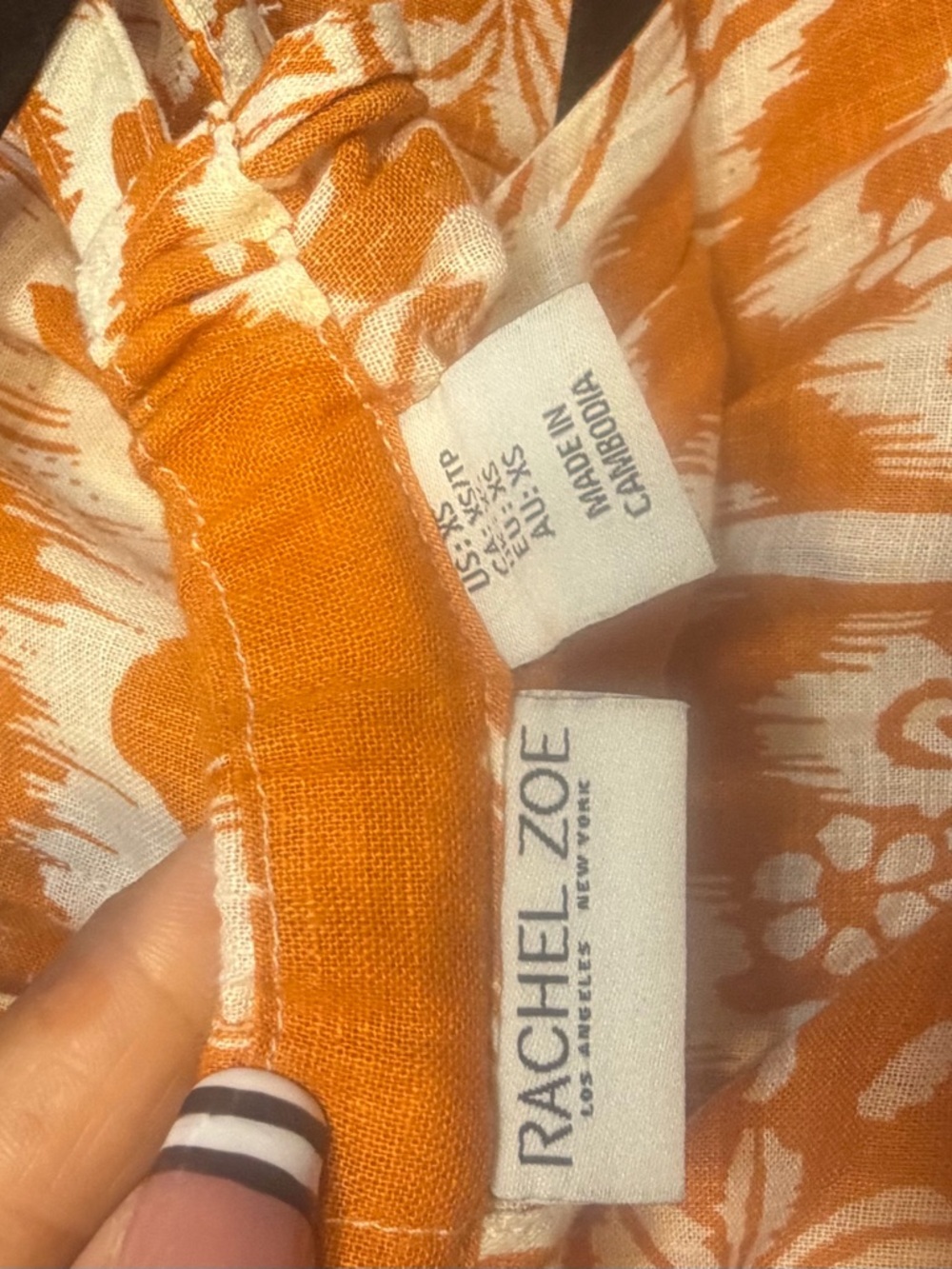 Rachel Zoe Orange and White Mini Dress